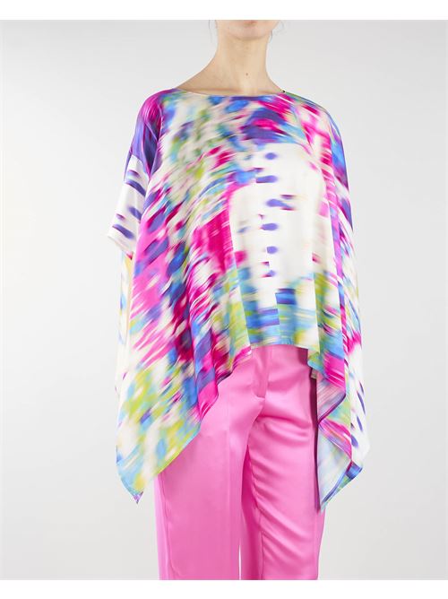 Asymmetric blouse with pixel print Manila Grace MANILA GRACE | Blouse | C264VSMA432